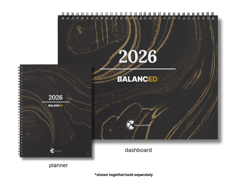 Two black planners with '2026 Balanced' text on a white background
