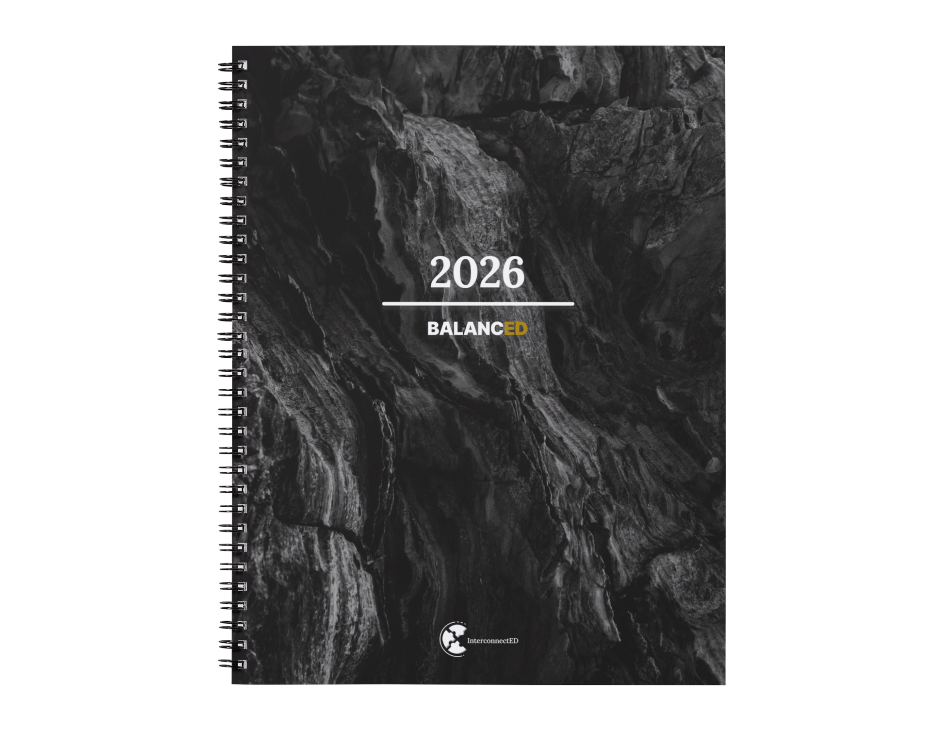 2026 calendar with rock texture design on a white background