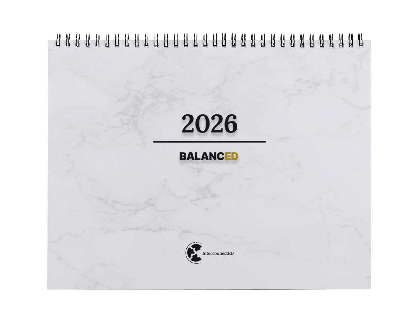2026 calendar with 'Balanced' branding on a white background