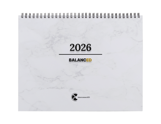 2026 calendar with 'Balanced' branding on a white background